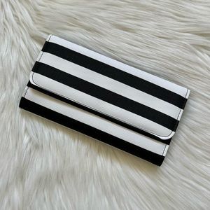 NWT black and white stripe wallet